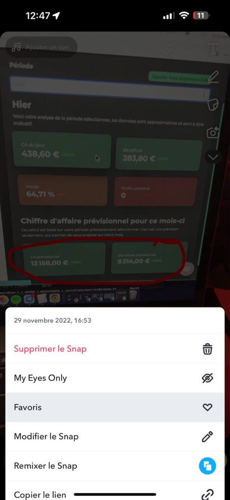 CA prévisionnel 13K€ - Snap 2022